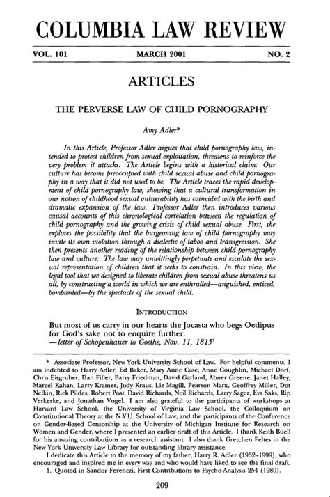Adler, The Perverse Law of Child Pornography .